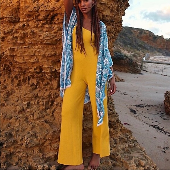 NWT Free People BEACH Waverly One Shoulder Rib Jumpsuit SMALL $108 - Picture 5 of 6